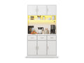 High sideboard with 6 doors and 3 drawers - 100x40x180 cm - LEDs and charging port - MDF wood - Adjustable shelves - White