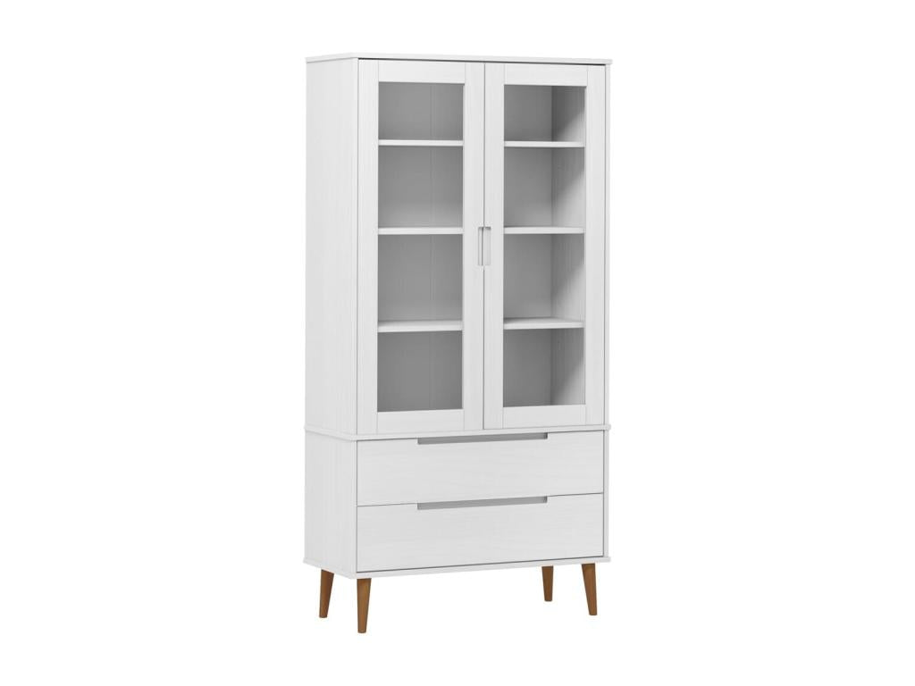 Laviecasa White Display Cabinet 90x35x175 cm Solid Pine Wood QGVA66208