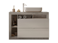Meubiana bathroom vanity unit, glossy white concrete finish, 110x79x49 cm