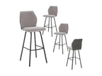 Laviecasa - Set of 4 Two-Tone Fabric and Anthracite Faux Leather Stools FTXG11115