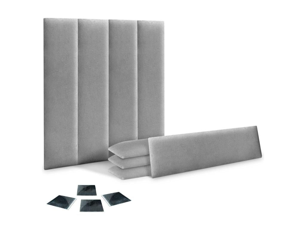 Laviecasa Set of 8 Premium Corduroy Padded Panels, Self-Adhesive Acoustic Absorbing Shock-Absorbing Headboard Panels, Grey, 60x20 cm x 8 NGJR01010
