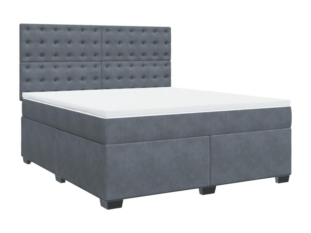 Meubiana bed base and mattress, dark grey, 180x200cm, velvet