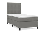 Upholstered bed base with mattress, dark grey, 100x200cm, fabric