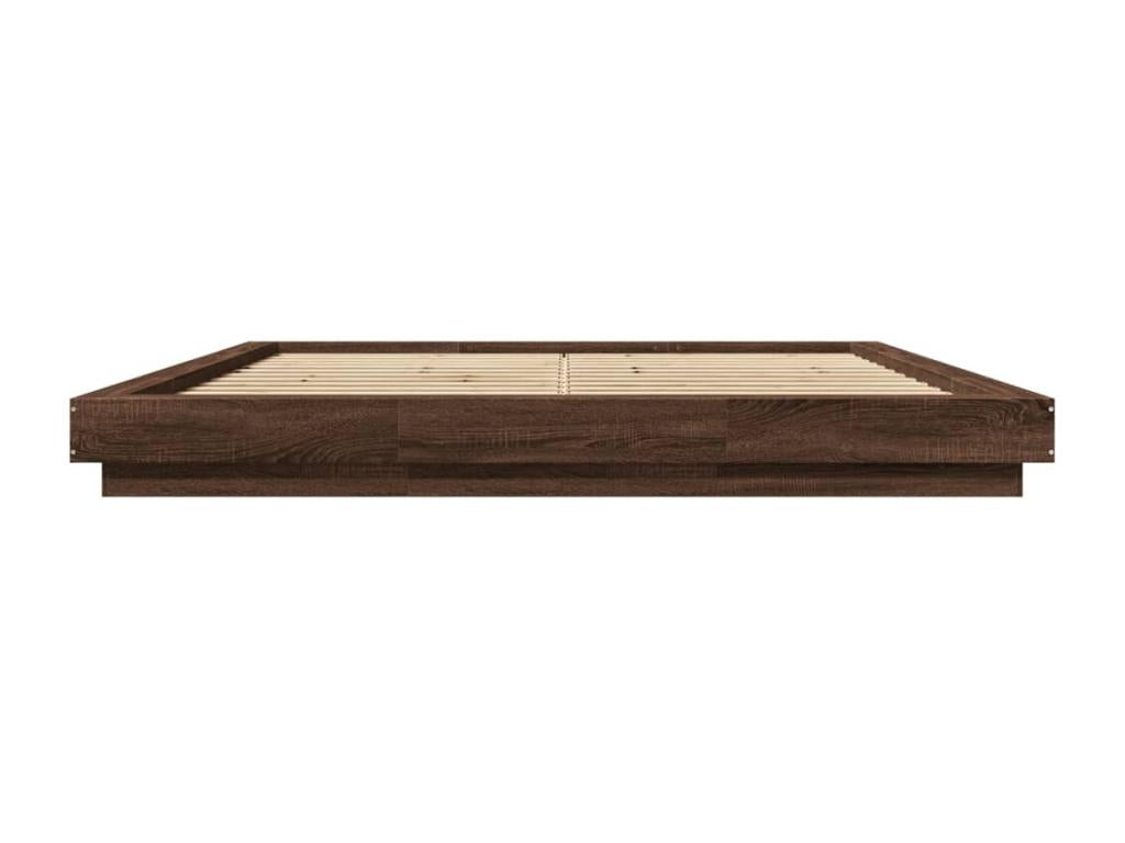 Bed frame with Laviecasaères LED lighting, brown oak, 200x200 cm, KYRS35317