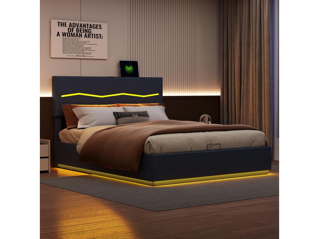 Upholstered double bed 180x200cm with storage compartment OBGL13789