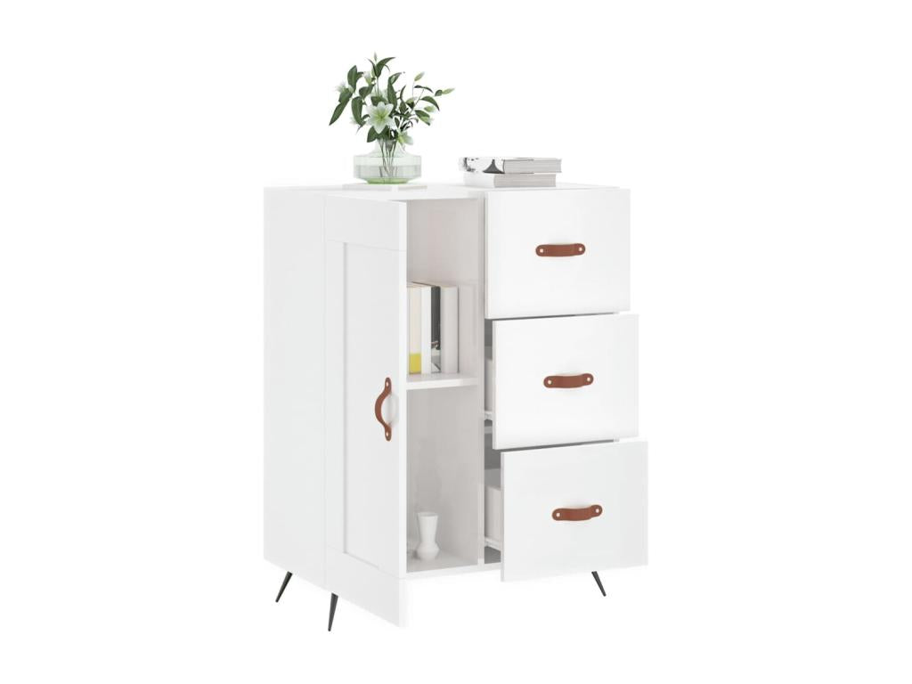 High-gloss white sideboard, 69.5x34x90 cm, engineered wood, PLVY78617