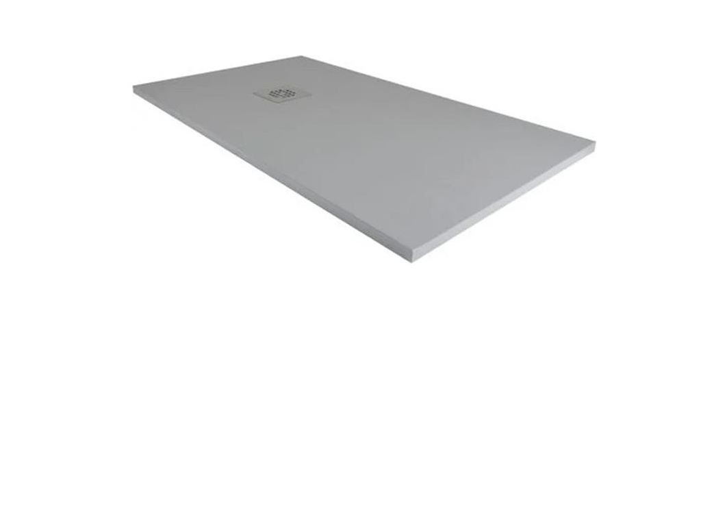 75x90 cm Shower Tray, Meubiana Extra Thin Line, Dark Grey RAL 7005, Made of Synthetic Resin and Marble Powder, with Free-Range Drain