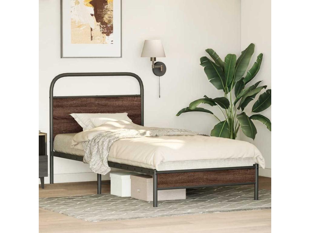 Bed frame without mattress 90x190cm brown oak engineered wood SDSO84675