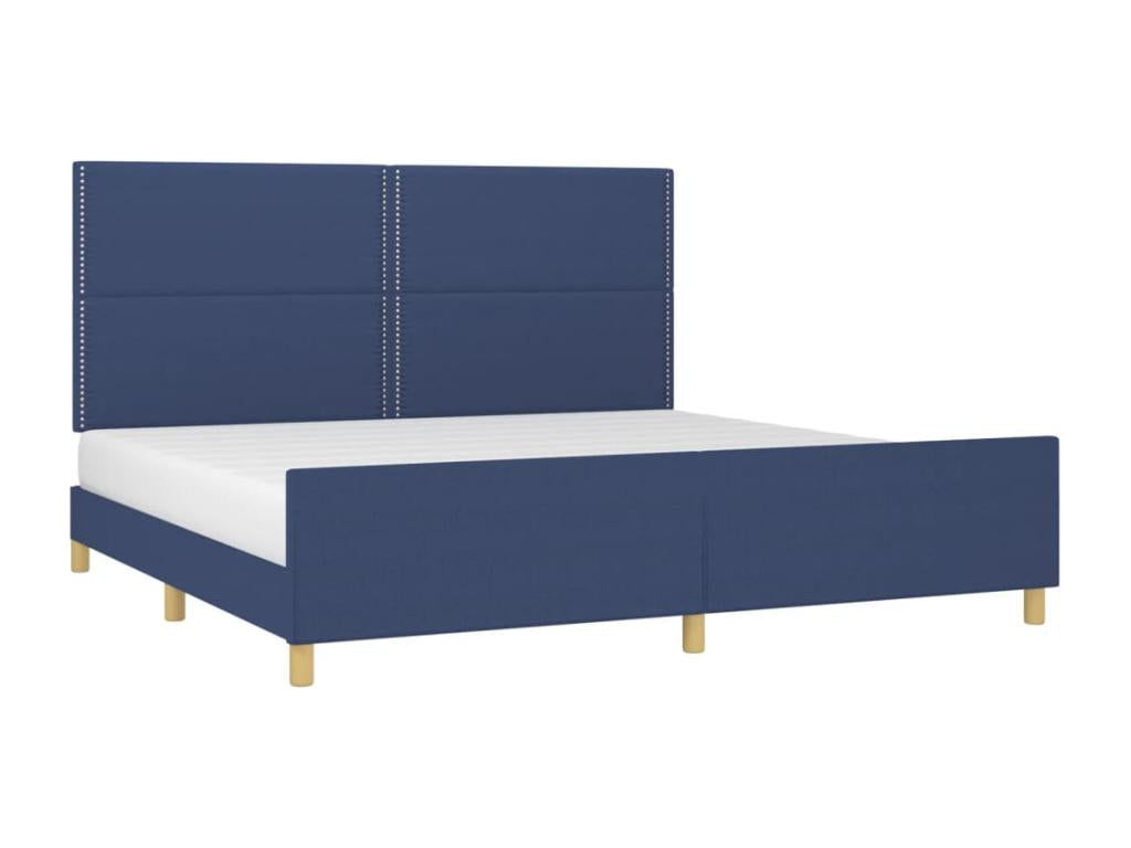 Blue bed frame without mattress, 200x200 cm, fabric