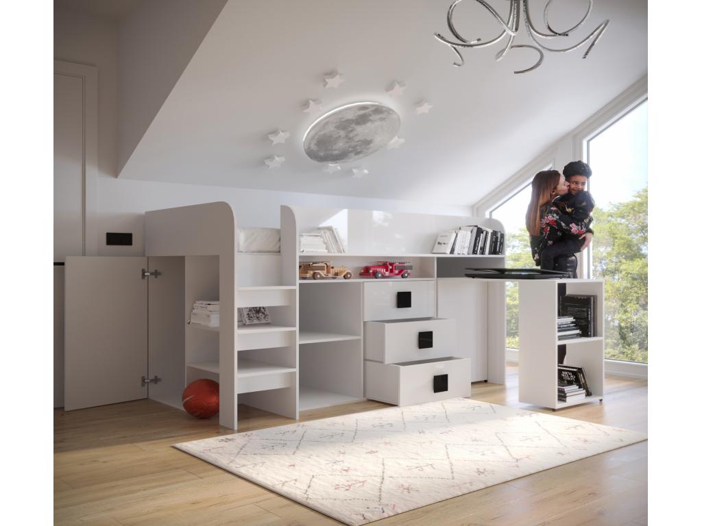 Meubiana 1 Bunk Bed 203.3/106.6/125 white/turquoise