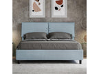 Meubiana 160x190cm Upholstered Storage Bed in Light Blue Microfiber