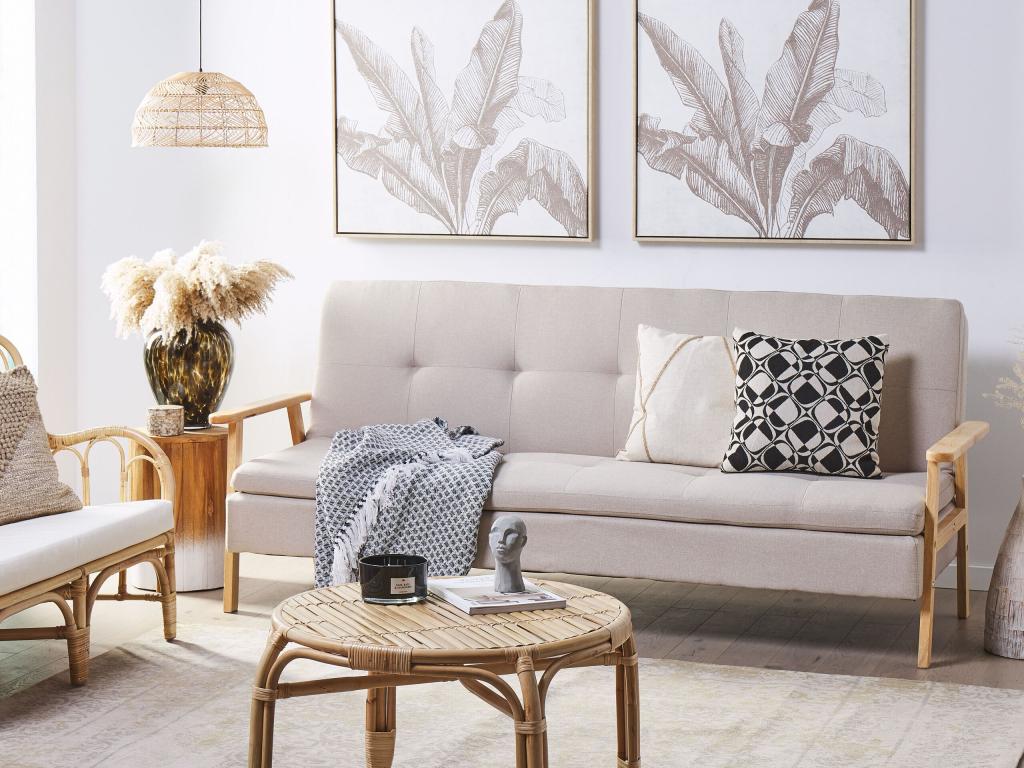 Laviecasa Beige Fabric 3-Seater Sofa Bed TVVQ13427