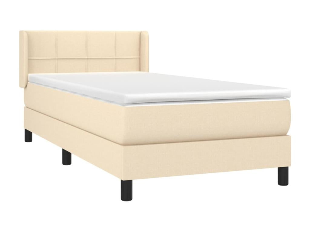 Upholstered bed base and mattress, Cream, 90x190 cm, Fabric GKPN18071