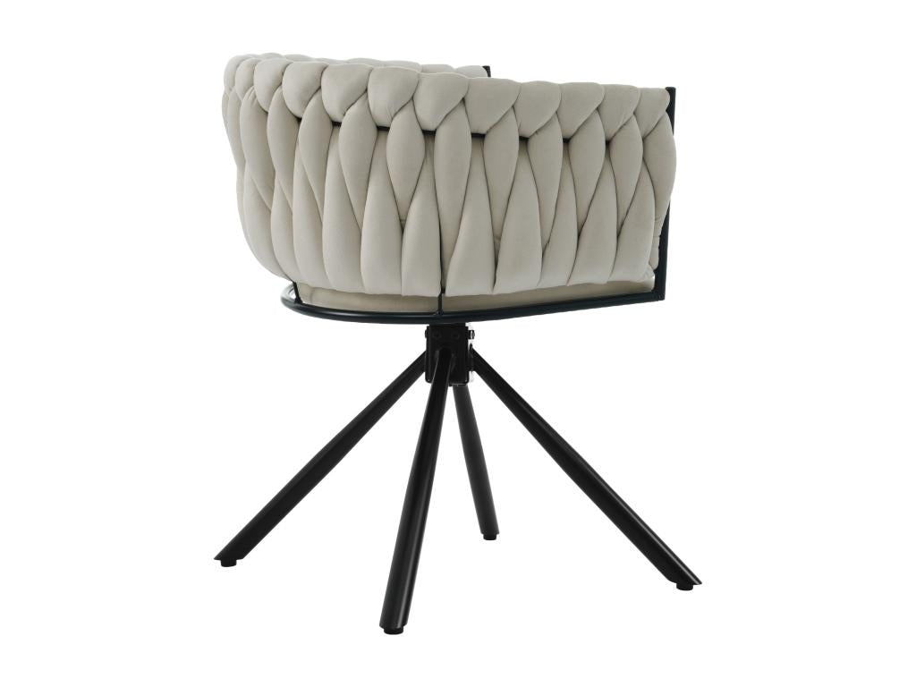 Set of 4 Swivel Velvet Chairs with Armrests - Metal Legs - Beige JBCA61741