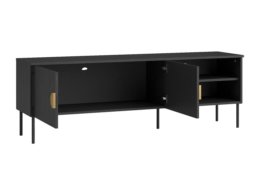 TV stand with 2 doors and 2 shelves - Black and gold - Laviecasa VUKX89482