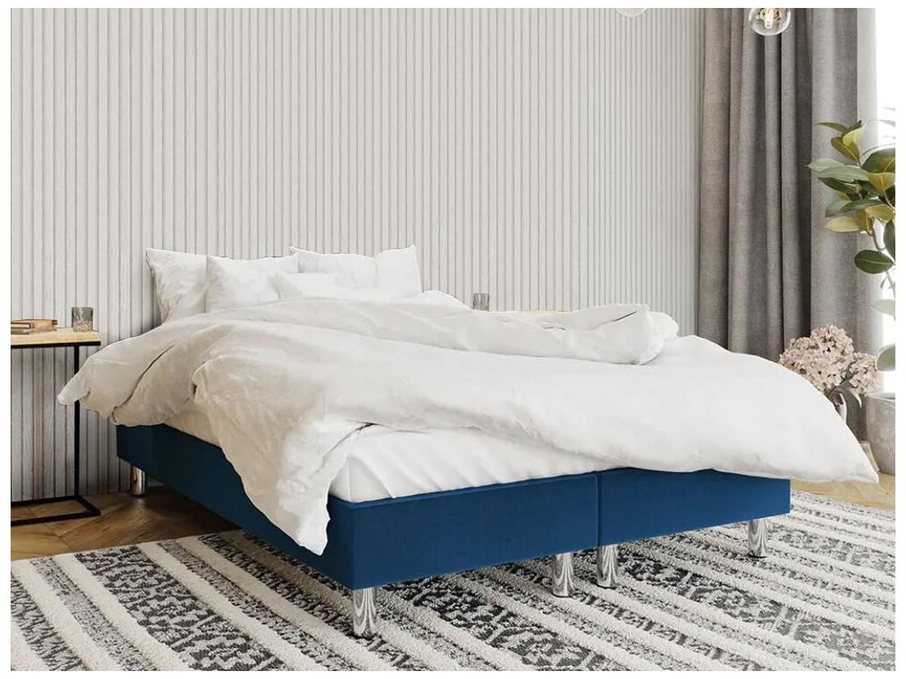 Meubiana 101 Continental Double Bed, Blue, 160x200cm, Upholstery 160x200x47cm
