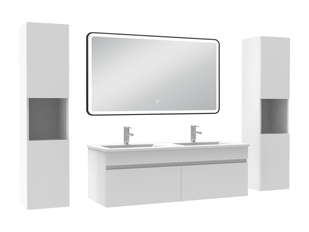 120cm double vanity unit with 3-color dimmable mirror column, white YGGK24559