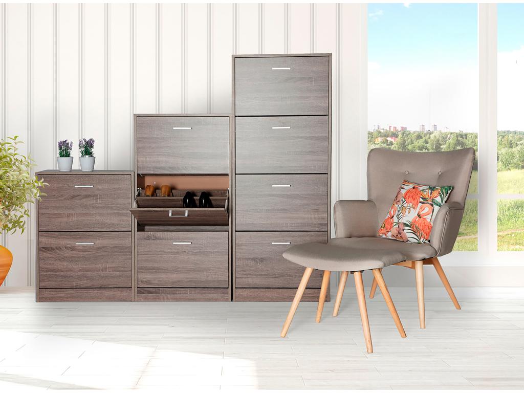 Brown MDF wooden shoe rack 60x24x117 cm MISC25335