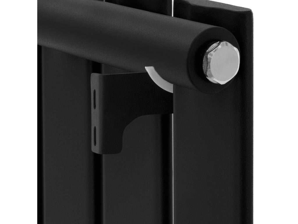 Matte black horizontal bathroom radiator, steel, bottom connection, 87x60 cm