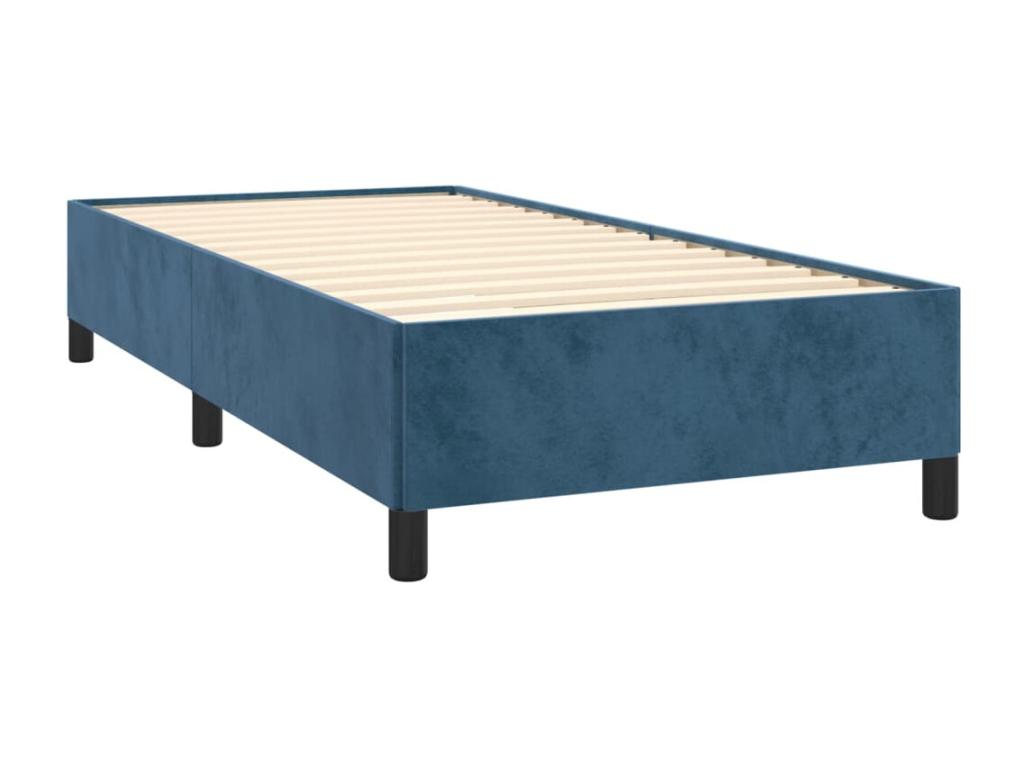 Upholstered bed base with mattress, dark blue, 100x200 cm