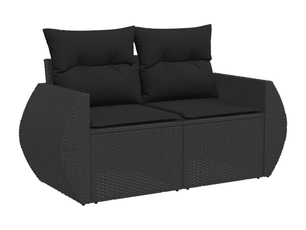 10-piece garden furniture set with cushions, black resin wicker QQGO89983