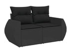 10-piece garden furniture set with cushions, black resin wicker QQGO89983