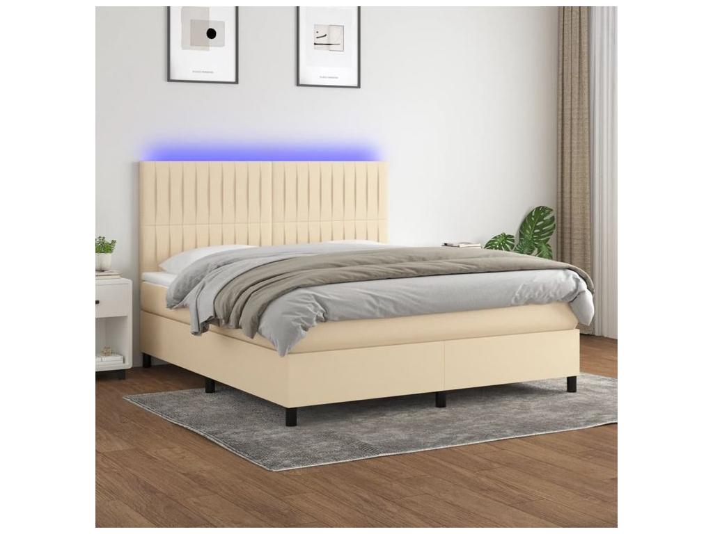 Meubiana bed base and mattress with LED lighting, Cream 180x200 Fabric