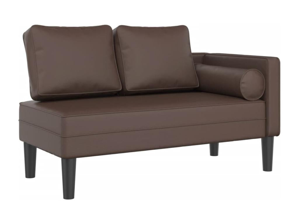 Meubiana Premium - Chaise longue with brown faux leather cushions
