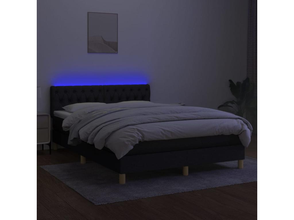 Laviecasa bed base with LED mattress, black, 140x190 cm, fabric, VQCO77814