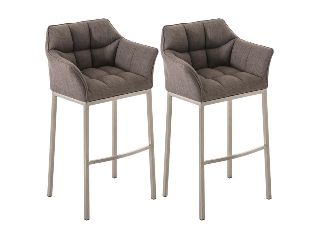 Set of 2 Bar Stools - Fabric / Metal - Grey - Laviecasa NDLX05426