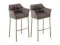 Set of 2 Bar Stools - Fabric / Metal - Grey - Laviecasa NDLX05426