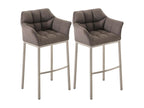 Set of 2 Bar Stools - Fabric / Metal - Grey - Laviecasa NDLX05426