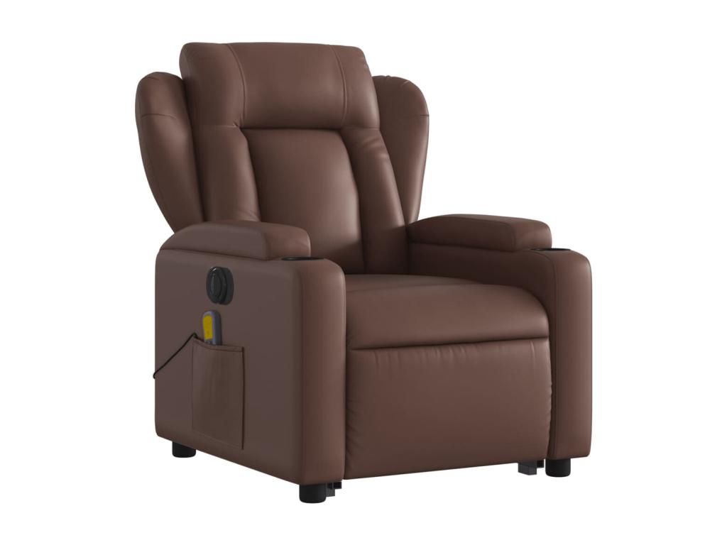 Brown faux leather electric reclining massage chair LHWH46415