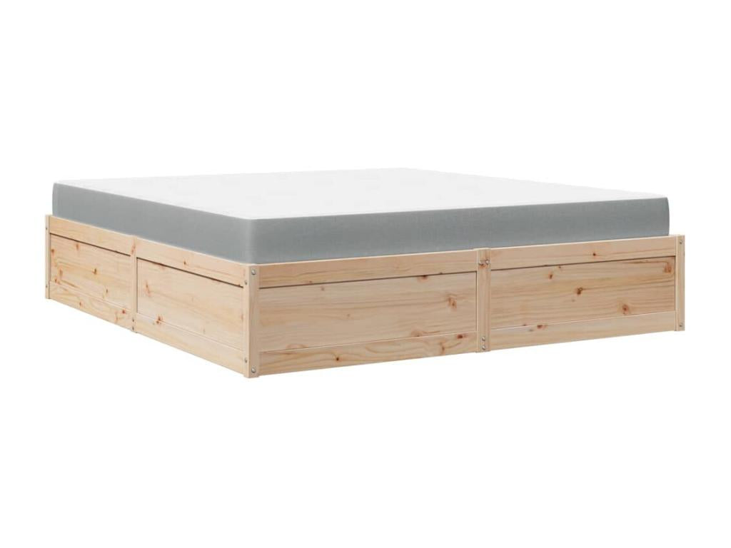 Bed with mattress 180x200 cm solid pine wood