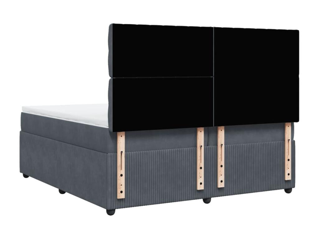 Meubiana bed base and mattress, Dark Grey 200x200cm Velvet