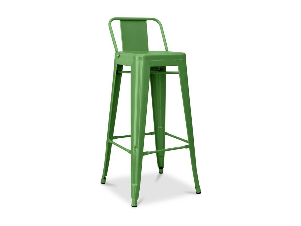 Laviecasa 76cm Industrial High Stool with Polished Steel Backrest --Green NFVC26336