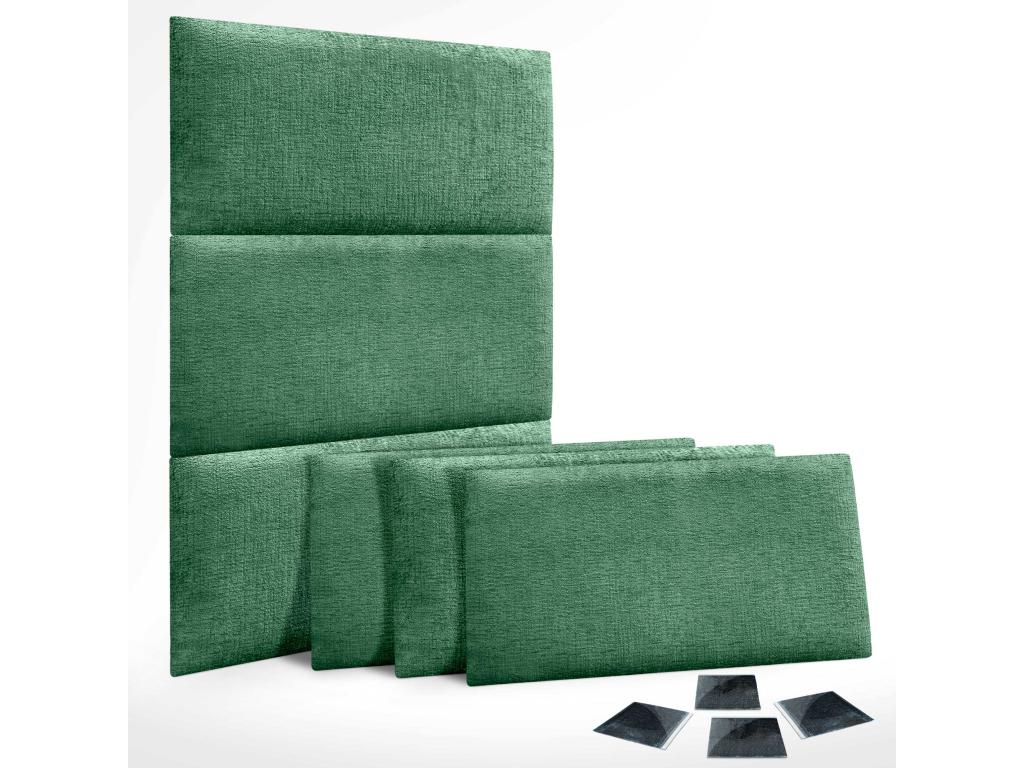 Meubiana Set of 6 Self-Adhesive Acoustic Wall Panels in Eco-Friendly Wool, Shock-Absorbing Protection, Green, 50x40 cm x6