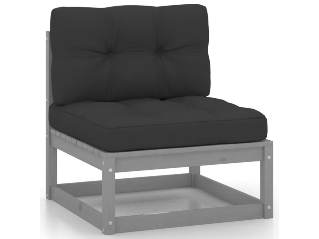 9-piece garden furniture set with cushions, grey, solid pine wood, 15 DTAY54135