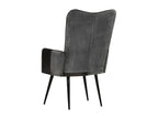 Wingback chair, black and grey, genuine leather, ELFC14146