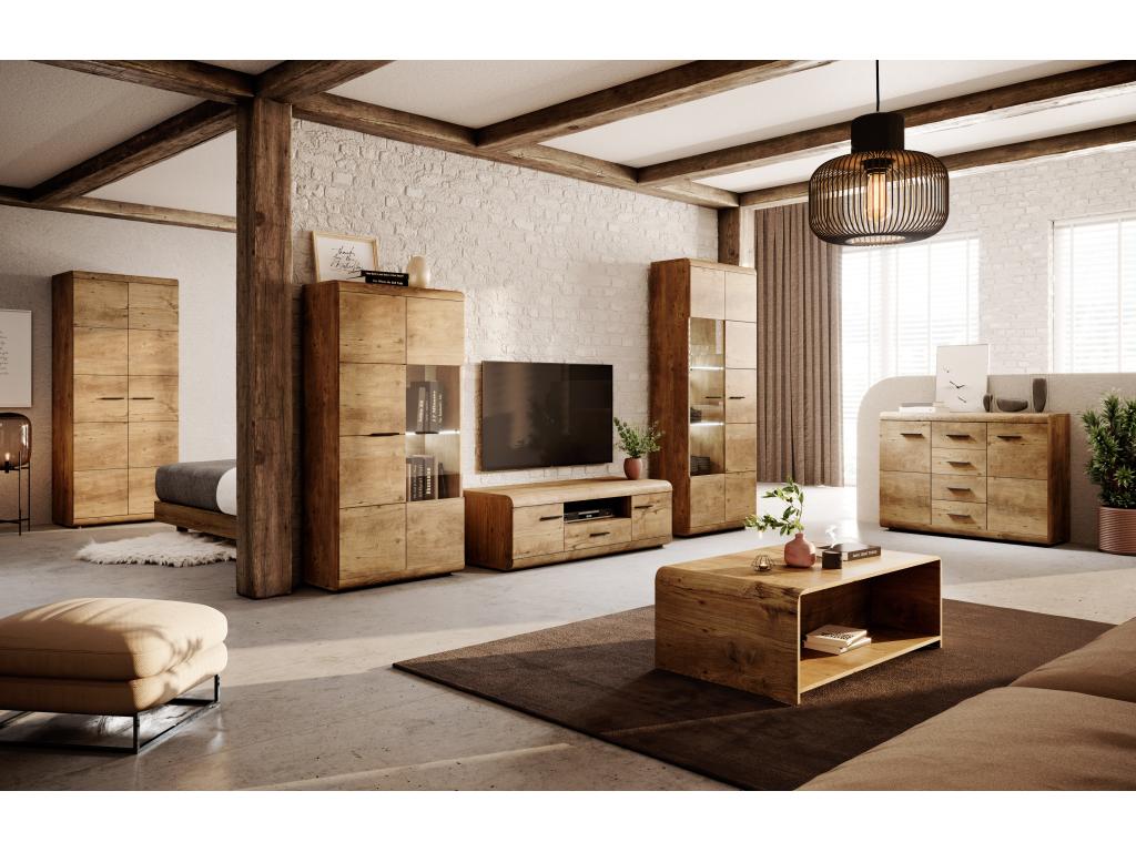 Meubiana 80 LED Display Cabinet 80x37x194 Brown