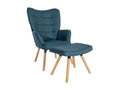 Armchair with Stool - Fabric/Wood - Blue - Laviecasa VYLE43146