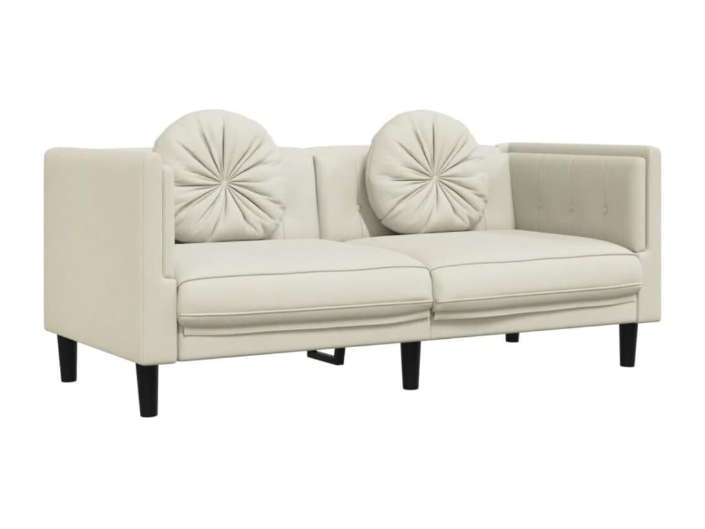 Cream velvet 2-seater sofa with cushions IHZM19222