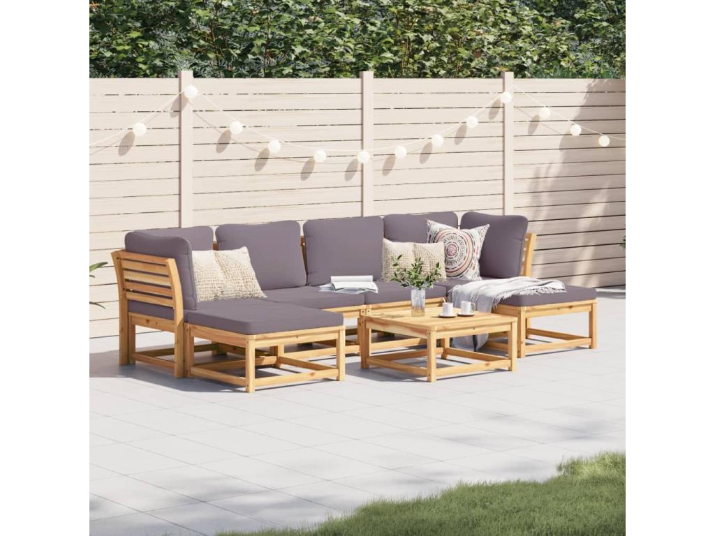 Laviecasa SDJE58396 7-piece solid wood garden furniture set with cushions