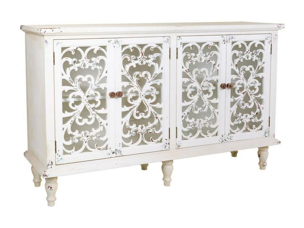 Wooden sideboard with 4 doors, 152x40x91h cm, TXOQ12176