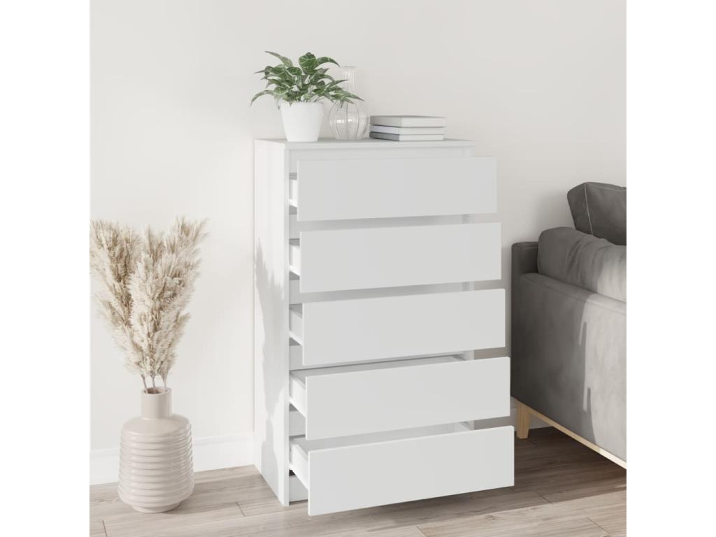 White Chest of Drawers 60x36x103 cm Engineered Wood UGMC06949