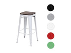 Laviecasa-A73 bar stool with industrial-style metal and wood seat - white WYVB73396
