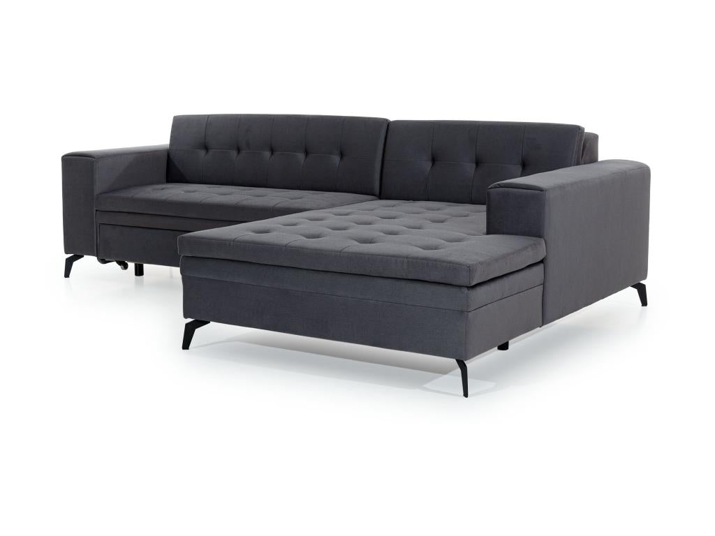 Laviecasa 295cm PULT03837 Right-hand corner tufted convertible sofa in brown velvet with black metal legs