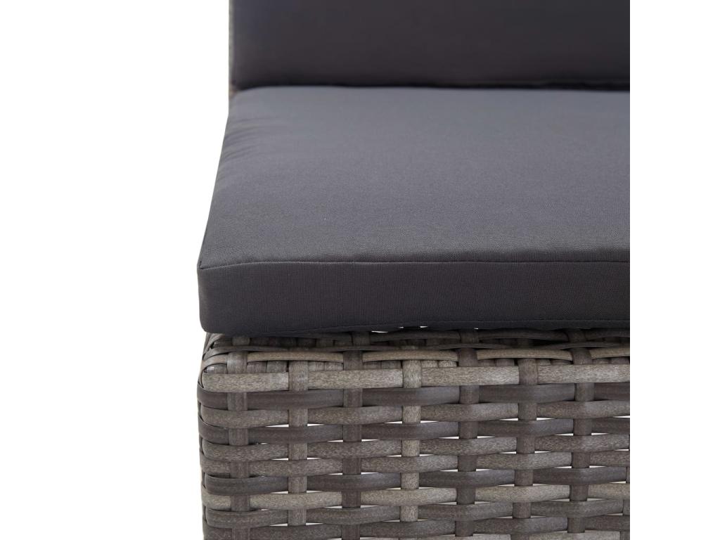 3-piece garden furniture set with cushions, grey woven resin
