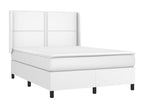 Upholstered bed base with mattress, white, 140x200cm, faux leather, TQGE58872
