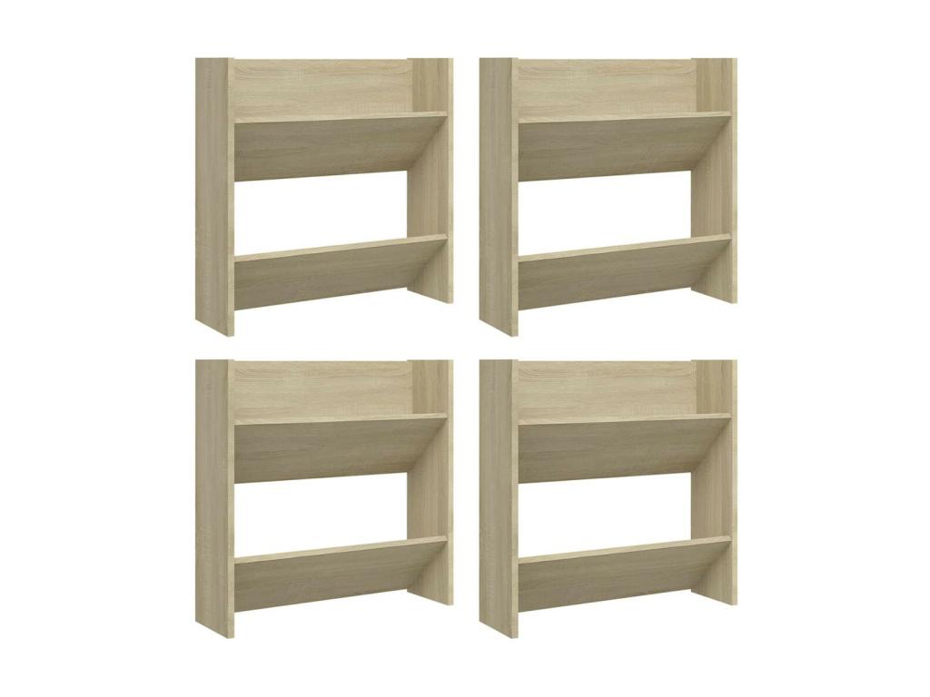 Laviecasa 4-piece wall-mounted shoe cabinets in oak, 60x18x60 cm, CEYZ16947